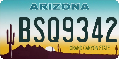 AZ license plate BSQ9342