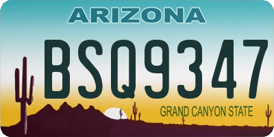 AZ license plate BSQ9347
