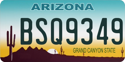 AZ license plate BSQ9349