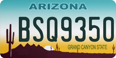 AZ license plate BSQ9350