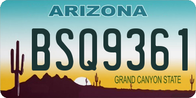 AZ license plate BSQ9361