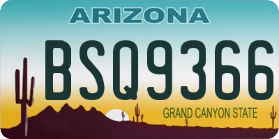 AZ license plate BSQ9366