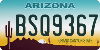 AZ license plate BSQ9367