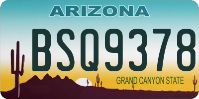 AZ license plate BSQ9378