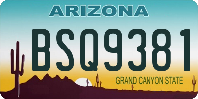 AZ license plate BSQ9381