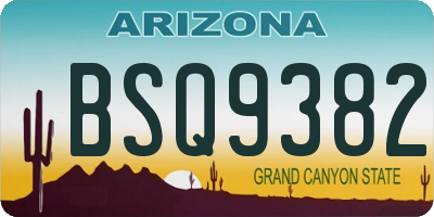AZ license plate BSQ9382