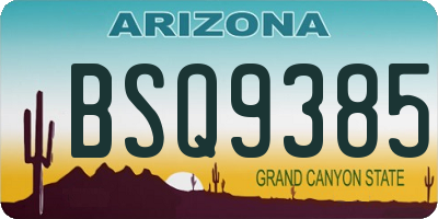 AZ license plate BSQ9385
