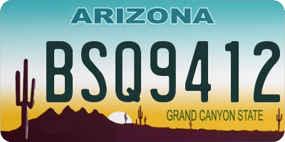 AZ license plate BSQ9412