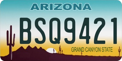 AZ license plate BSQ9421