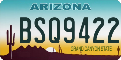 AZ license plate BSQ9422