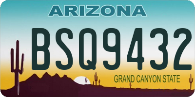 AZ license plate BSQ9432