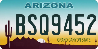 AZ license plate BSQ9452