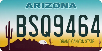 AZ license plate BSQ9464