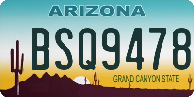 AZ license plate BSQ9478