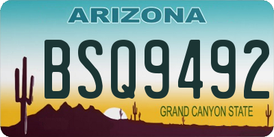 AZ license plate BSQ9492