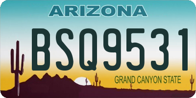 AZ license plate BSQ9531