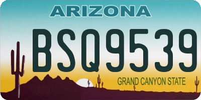 AZ license plate BSQ9539