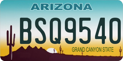 AZ license plate BSQ9540