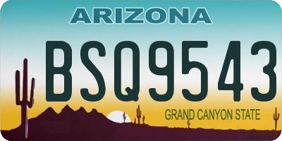 AZ license plate BSQ9543