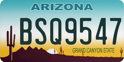 AZ license plate BSQ9547