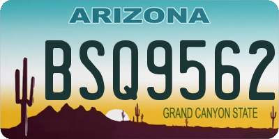 AZ license plate BSQ9562