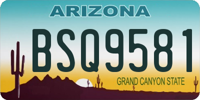 AZ license plate BSQ9581