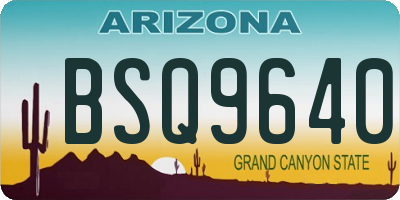 AZ license plate BSQ9640