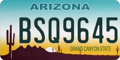 AZ license plate BSQ9645