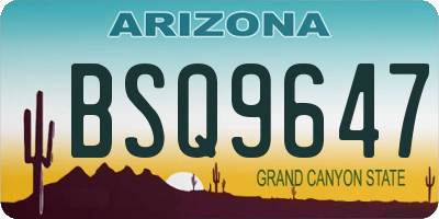 AZ license plate BSQ9647