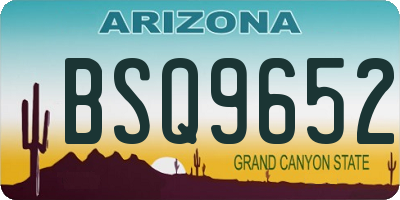 AZ license plate BSQ9652