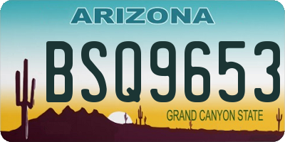 AZ license plate BSQ9653