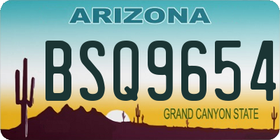 AZ license plate BSQ9654