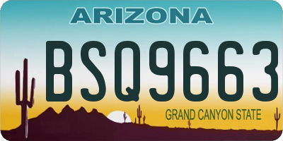 AZ license plate BSQ9663