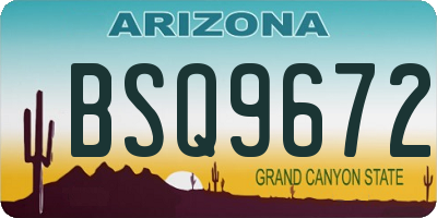 AZ license plate BSQ9672