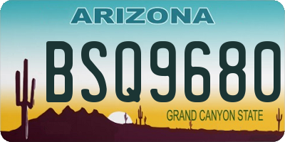 AZ license plate BSQ9680