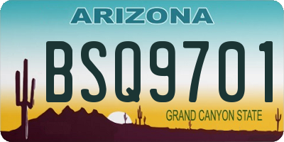 AZ license plate BSQ9701