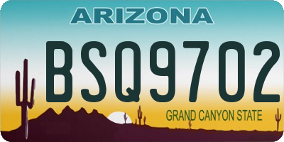 AZ license plate BSQ9702