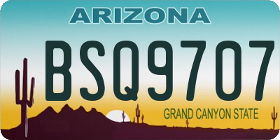 AZ license plate BSQ9707