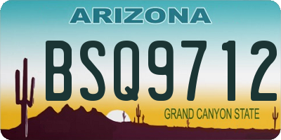 AZ license plate BSQ9712