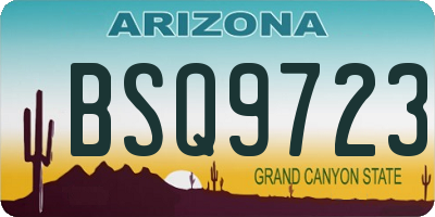 AZ license plate BSQ9723