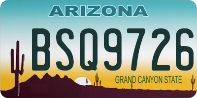 AZ license plate BSQ9726