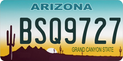 AZ license plate BSQ9727