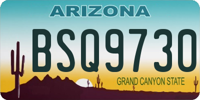 AZ license plate BSQ9730