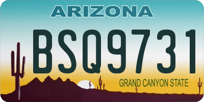 AZ license plate BSQ9731