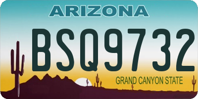 AZ license plate BSQ9732