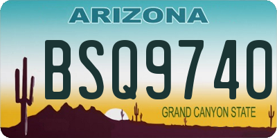 AZ license plate BSQ9740