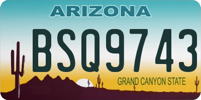AZ license plate BSQ9743