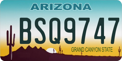 AZ license plate BSQ9747