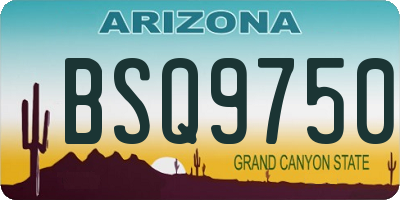 AZ license plate BSQ9750