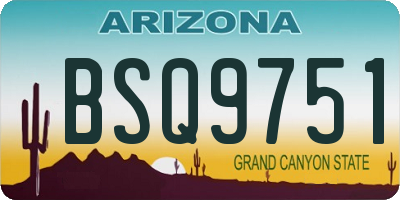 AZ license plate BSQ9751